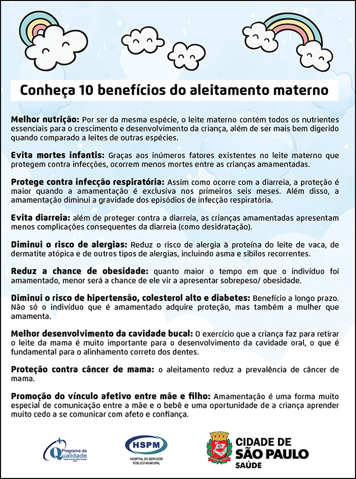 Amamentação faz bem à saúde de mães e bebês Secretaria Municipal da Saúde Prefeitura da
